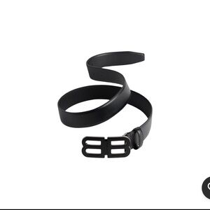 Balenciaga Black Logo Belt bb hourglass buckle
